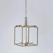 Palazzo Modern Detailed Box Frame Lantern Pendant Light - Brushed Champagne