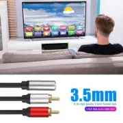 3.5mm Female Jack To 2 RCA Male Y Splitter Adapter Wire 0.3m Smooth Connection
