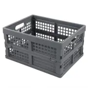 1 Pack 16 Quart Collapsible Crate, Plastic Folding Storage Basket Bins, Grey