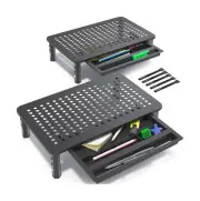 EVOOMI Back Saver Monitor Stand for Desk - 2 Pack Monitor Riser with Drawer -...