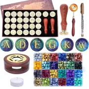 Complete Sealing Stamp Kit: 26 Letter Stamps, Wax Beads & Warmer for Crafts