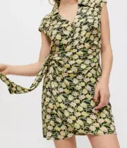 URBAN OUTFITTERS NWT UO Silver Sun Mini Wrap Dress tie cap sleeve floral MSP $69