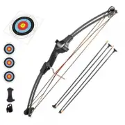 Youth Archery Top Kids Compound Bow Set Junior 4 Suction Arrows Target 31 Black