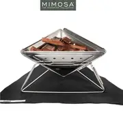 Mimosa Durable Stainless Steel Folding BBQ Fire Pit 12L Capacity 56cm Portable