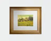 Oil painting An old house Ukrainian painter Paper Framed original landscape
