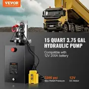 Hydraulic Pump 15 Quart Double Acting Dump Trailer Pump Power Unit DC 12V