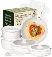 Pinnacle 15 Pc Pots and Pans Set - Non Stick Cookware Kitchen Set Granite Design
