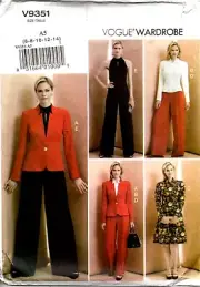 Vogue Wardrobe Sewing Pattern V8772 Misses Pants Jumpsuit Jacket Dress Size 6-14