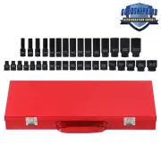 6 Point 1/2 Inch Drive Deep Impact Socket Tool Set Metric Garage Workshop Tools