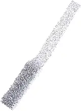 Veemoon 1 Bridal Dress Belt Trim with Adhesive Mesh Diamond Applique Silver Rhinestone Decorative Chain for Wedding Gowns Costumes and Crafts Easy Hot Fix Application with Strong Adhesive