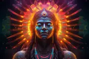 DMT Shaman UV tapestry, Blacklight Reactive, Psychedelic Wall Hanging Trippy Art