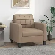 Sofa Chair Cappuccino 60 cm Faux Leather,Modern Faux Leather Sofa Chair Comfortable Armchair for Living Room or Lounge Living Room Furniture