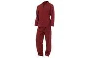 Mens Plain Long Sleeve Shirt & Trouser Bottoms Nightwear Pyjama Set (Red) (M Chest: 43-46inch ; Waist 27-30inch)