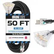 IRON FORGE CABLE 50 Ft Heavy Duty Extension Cord with 3 Outlets, SJTOW Oil Re...