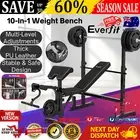 Everfit 10 In 1 Weight Bench Adjustable Home Gym Station Bench Press 330KG AU