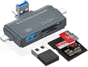 Shenzhi Tech SD Card Reader, 7 in 1 Portable OTG USB 3.0 Dual Slot Flash Memory Card Adapter Supports TF SD Micro SD SDXC SDHC for Mac Windows Linux Chrome PC Smartphones Camera Laptop (Grey)