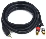 6ft Cable 3.5mm Stereo Male to 2 RCA Male Gold-Plated Contacts USA Pro Quality!