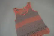 Mossimo Women's peach / gray stripe peplum tank top Size Small - New
