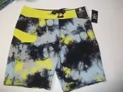 New Volcom 25 / 10 Mod boys board shorts swim trunks yellow black swimsuit