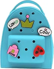 [Generic] Silicone Backpack for Women | Jelly Backpack with Charm Waterproof Silicone Backpack | Cartoon Adjustable Travel Bag Lightweight Backpack Purse for Girl