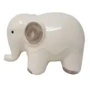 Plump Ceramic Elephant Cream Off White Textured Ears Feet Crackle Glaze 6in