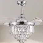 Finktonglan Dimmable Crystal Fandelier Ceiling Fan with Light and Remote 36” ...