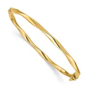 14k Yellow Gold Twisted Tube Hinged Bangle