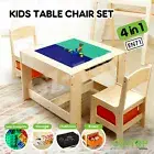 4 In 1 Kids Table Chair Storage Toy Box Chalkboard Building Blocks Activity Desk