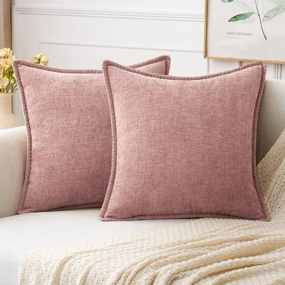 MIULEE Pack of 2 Couch Throw Pillow Covers 24x24 Inch Blush Pink Farmhouse De...