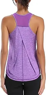 [Dawnrole] Women's Sports Tank Top Sleeveless Lightweight Fitness Top Yoga Tops, Purple, M