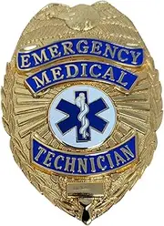 [Zelica] EMT Emergency Medical Technician Badge – Premium Gold Metal White and Blue Print