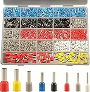 1200pcs Wire Ferrules Terminals Kit, 8 types Ferrule Connectors Kit AWG 22-7, Pin Terminal Connectors Wire ferrule Assortment Kit, Wire Copper Crimp connector Insulated Ferrule Pin Cord End Terminal