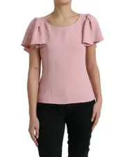 Dolce & Gabbana Dolce Gabbana Flutter Sleeve Blouse Pink Women Tops