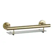 evekare 440mm Brushed Brass Bath Shelf with Grab Rail
