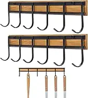 Utensil Holder Wall Mount - Hanging Wall Mount Knife | 2PCs Utensil Rack | Wall Mounted Utensil Holder | Cutlery Holder | Multi-Purpose Wall Mounted Utensil Hanger with 6 Hooks for Kitchen