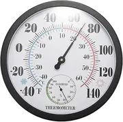 Binxind 10 inch Indoor Outdoor Weather Thermometer/Hygrometer for Patio, Wall Decorative, No Battery Needed