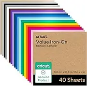Cricut® Value Iron-On, Rainbow Sampler - 12 in x 12 in (40 ct)- HTV Heat Transfer Vinyl