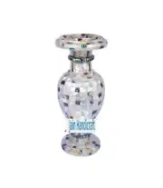 21'' white Marble Flower Vase Pot mop paua shell inlay home decor collectibles