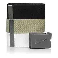 在飛比找金石堂精選優惠-【Nike】2016金屬扣旋風標誌棉軟織帶黑卡其白3入組皮帶