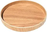 Rustic Wooden Food Serving Charger Plate Platter Round Wooden Tea Tray Snack Platter - Wood