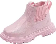 [KEOYA] Toddler Boys Girls Shiny Patent Leather Boots with Side Zipper Round-Toe Silhouette and Chelsea-Style Shoes