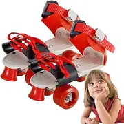 Adjustable Roller Shoes ? 4 Double Row 4 Wheels 4 Wheels 4 Wheel Caster Shoes | Kids Roller Skates Kids Quad Skate Shoes Outdoor Leisure for Beginners 9x17.5x20cm/3.54x6.89x7.87inch