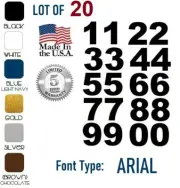 Lot of 20 1" 1.5",2", 4" Self Adhesive Mailbox Numbers Decal, Stickers,[ARIAL]