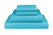 Double Sky 1000TC Microfibre 1cm Stripe Fitted, Flat Sheet Set