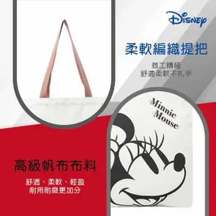 【Disney 迪士尼】米奇米妮帆布手提袋(正版授權 大容量 補習袋 課輔袋 帆布袋 學生包)