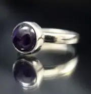 Amethyst Sterling Silver Ring Size 7 - Amethyst Purple Gemstone