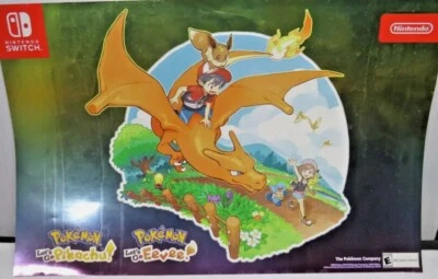 Nintendo Switch Pokemon Lets Go Pikachu & Eevee GameStop Poster map