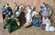 NEW ~ NORTH POLE TRADING Co. 9 Pc. Resin NATIVITY SET Large 10” Standing Figures