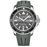 Stuhrling Men's Maritimer Quartz Grey Dial Grey Rubber Strap Divers Watch