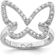 [JewelryWeb] 925 Sterling Silver Solid Polished CZ Simulated Diamond Butterfly Angel Wings Ring Band Style-Ring for Women